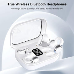 Auriculares inalámbricos Bluetooth duales, con clip y de uso intrauditivo.