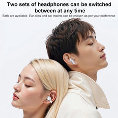 Auriculares inalámbricos Bluetooth duales, con clip y de uso intrauditivo.