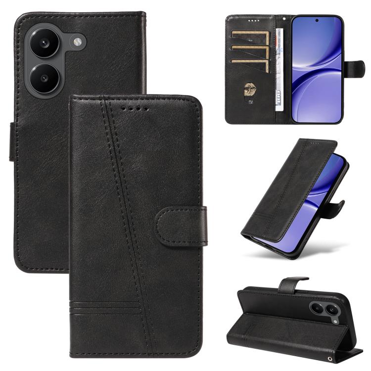 Funda de cuero para teléfono con costura tip...