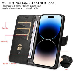 Funda de cuero para teléfono con costura tip...