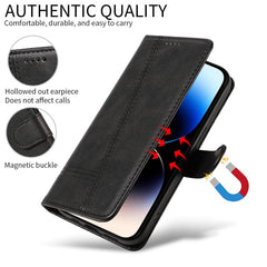 Funda de cuero para teléfono con costura tip...