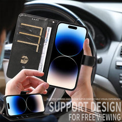 Funda de cuero para teléfono con costura tip...