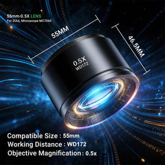 Lente 2uul MS05 55MM WD172 0.5X para microsc...