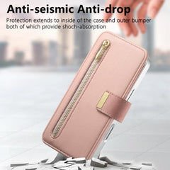Cartera con cremallera, anillo plateado con ...
