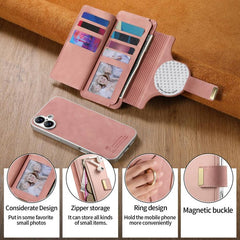 Cartera con cremallera, anillo plateado con ...