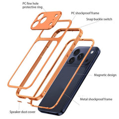 Funda para teléfono con marco metálico y heb...