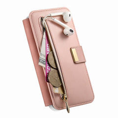 Cartera con cremallera, anillo plateado con ...