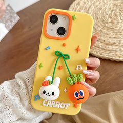 Radish & Rabbit Pendant Silicone Phone Case ...