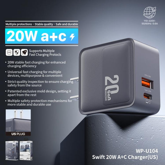 WK WP-U104 Swift 20W USB-C / Type-C, USB-A C...