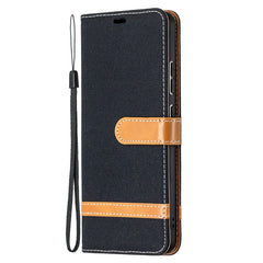Estuche de cuero con textura de mezclilla a ...