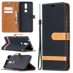 Estuche de cuero con textura de mezclilla a ...