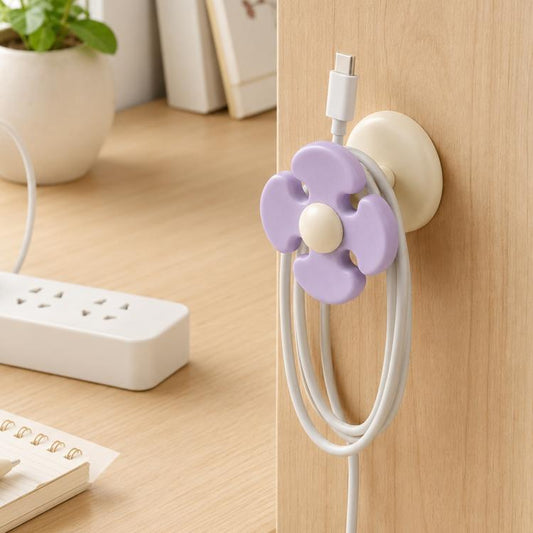 Organizador de cables con forma de flor