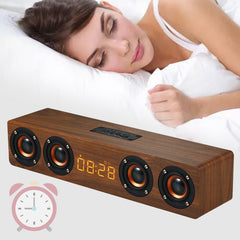 W8C Reloj de madera Subwoofer Altavoz Blueto...