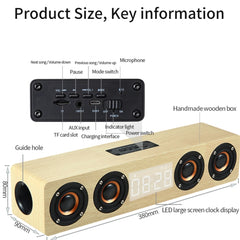 W8C Reloj de madera Subwoofer Altavoz Blueto...