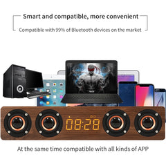 W8C Reloj de madera Subwoofer Altavoz Blueto...