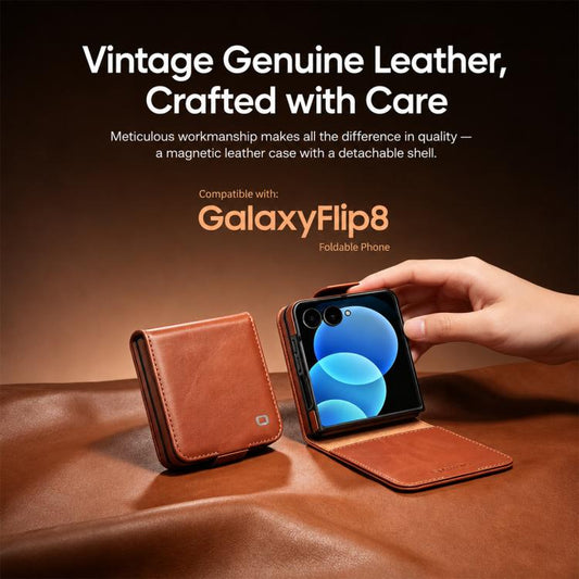 QIALINO Vintage Calfskin Genuine Leather Pho...
