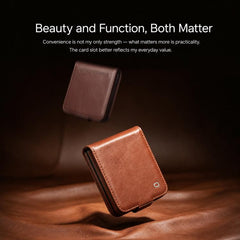 QIALINO Vintage Calfskin Genuine Leather Pho...