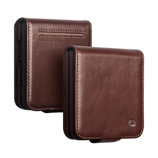 QIALINO Vintage Calfskin Genuine Leather Pho...