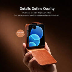 QIALINO Vintage Calfskin Genuine Leather Pho...