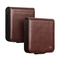 QIALINO Vintage Calfskin Genuine Leather Pho...