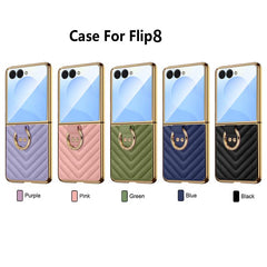 Funda para teléfono de cuero con anillo metá...