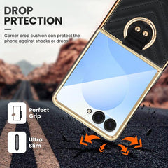 Funda para teléfono de cuero con anillo metá...