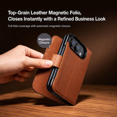 Funda para teléfono de cuero genuino QIALINO...