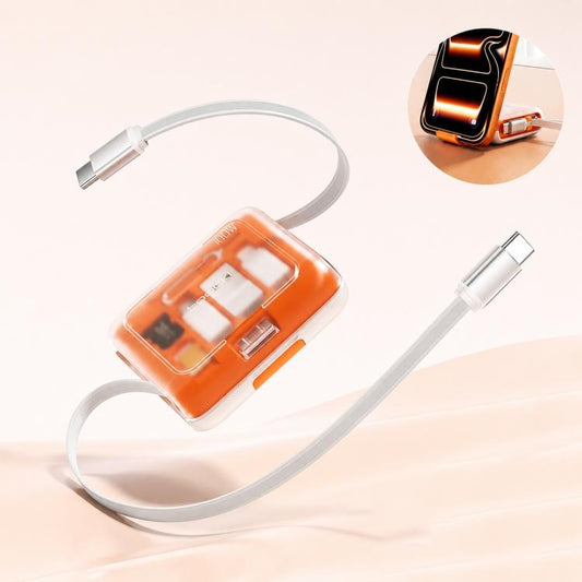 Estuche de almacenamiento para cable de carga retráctil multifuncional de 100 W