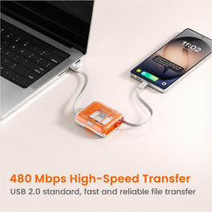 Estuche de almacenamiento para cable de carga retráctil multifuncional de 100 W