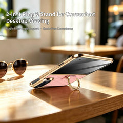 VIETAO Diamond Pattern Metal Ring PU Leather...