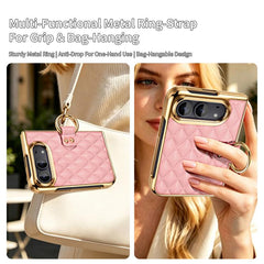 VIETAO Diamond Pattern Metal Ring PU Leather...