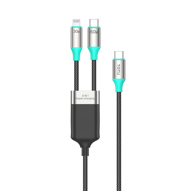 TOTU CB-21-L+T 1.2m 2-in-1 Type-C to 8 Pin +...