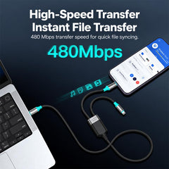 TOTU CB-21-L+T 1.2m 2-in-1 Type-C to 8 Pin +...