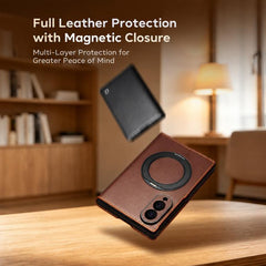 QIALINO Rotating Holder Genuine Leather Flip...
