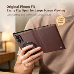 QIALINO Rotating Holder Genuine Leather Flip...