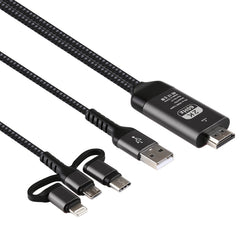 Cable Micro USB 3 en 1 + USB-C / Tipo-C + 8 pines a HDMI HDTV