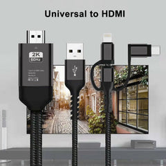 Cable Micro USB 3 en 1 + USB-C / Tipo-C + 8 pines a HDMI HDTV