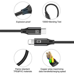 Cable de carga OTG de tipo C a 8 pines, longitud del cable: 1 m