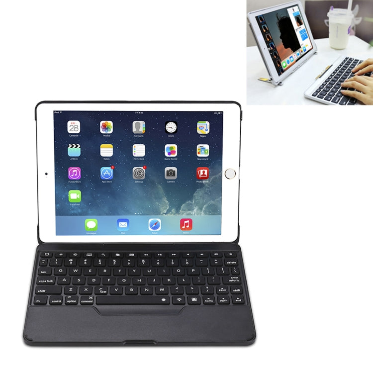 F611 Funda de PU con teclado Bluetooth con retroiluminación para iPad Air 2