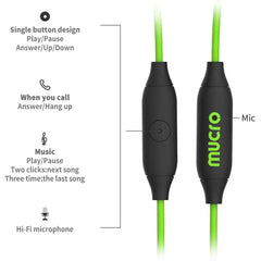 Mucro MB-232 Auriculares estéreo con cable y gancho para la oreja deportivos internos