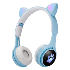 Auriculares Bluetooth luminosos coloridos con orejas de gato B30