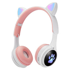Auriculares Bluetooth luminosos coloridos con orejas de gato B30