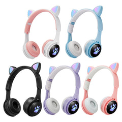 Auriculares Bluetooth luminosos coloridos con orejas de gato B30