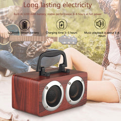 Altavoz Bluetooth estéreo de doble bocina portátil de madera W5B