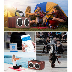 Altavoz Bluetooth estéreo de doble bocina portátil de madera W5B
