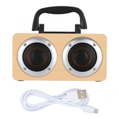 Altavoz Bluetooth estéreo de doble bocina portátil de madera W5B