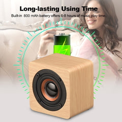 Q1 Mini Altavoz Bluetooth Inalámbrico Mega Bass Portátil de Madera