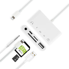8 pines a HUB USB + Tipo-C + 3,5 mm + Lector de tarjetas SD + TF