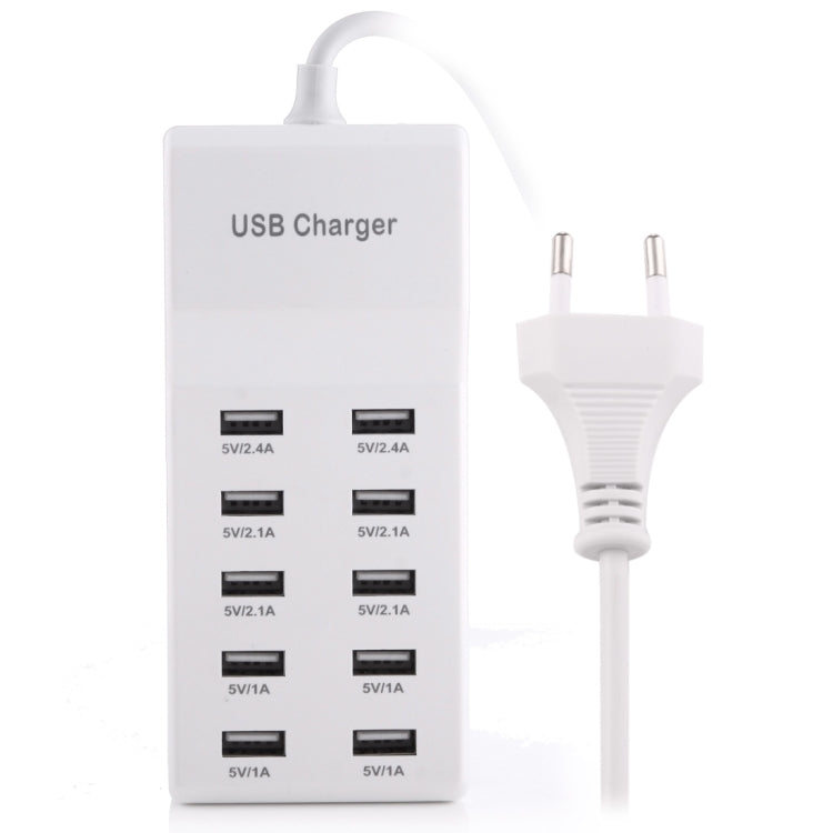Cargador de 5V 2.4A/2.1A/1A 10 puertos USB, enchufe de la UE