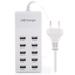 Cargador de 5V 2.4A/2.1A/1A 10 puertos USB, enchufe de la UE